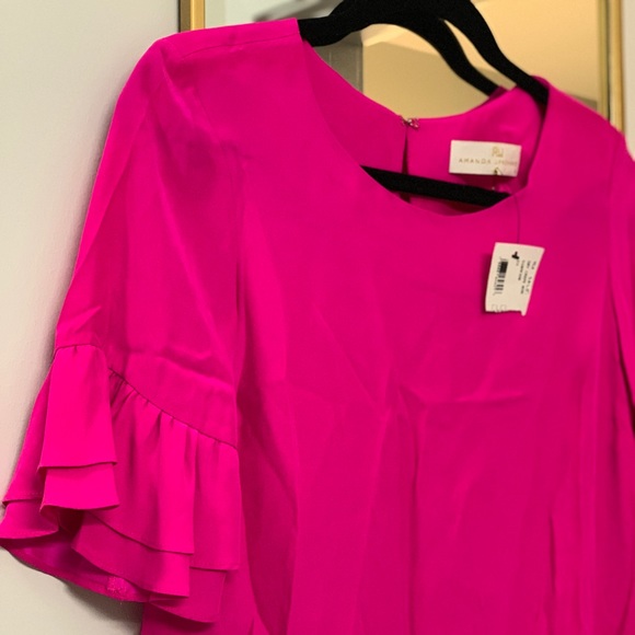 NWT Amanda Uprichard Pink Ruffle Dress Small $188 - Picture 8 of 8